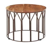 Orsina Natural Mango Wood Large Side Table, Round Wooden Side Table with Iron Frame, Functional Accent Table Orsina Natural