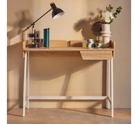 Orsina Natural Oak One Drawer Desk, White Metal Frame Home Office Desk,writing Desk With A Single Storage Drawer