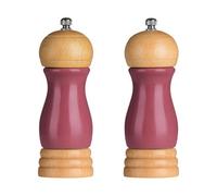 Premier Housewares Rubberwood Salt and Pepper Mill Set - Raspberry