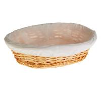 Orsina Natural Oval Willow Wicker Bread Basket With Cream Inner, Rustic Serving Basket With Soft Lining For Bread