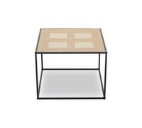 Orsina Natural Rattan Top Coffee Table, Black Metal Frame Coffee Table, Versatile Coffee Table For Home, Indoor