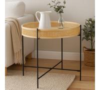 Natural Rattan Top Coffee Table With Cross Legs, Hand Woven Square Webbed Table, Sleek Wooden Coffee Table Premier Housewares Natural One Size