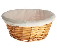 Orsina Natural Round Willow Wicker Basket With Cream Inner, Decorative Storage Basket With Soft Lining For Home,