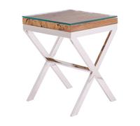 Orsina Natural Top Side Table With Cross Base