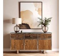 Orsina Natural Wood Sideboard, Light Oak Timber 3 Door Buffet Cabinet, Functional Wooden Storage Unit