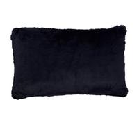 Orsina Navy Blue Faux Fur Rectangular Cushion, Soft Plush Feather Filled Sofa Cushion, Faux Back Luxury Cushion
