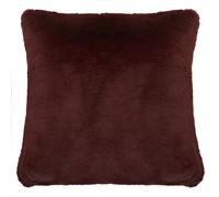 Orsina Navy Blue Faux Fur Square Cushion, Plush Feather Filled Decorative Pillow For Sofa Or Bed, Soft Faux-Suede in Red Orsina Red