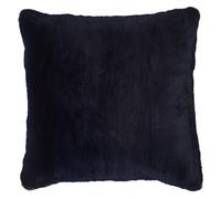 Orsina Navy Blue Faux Fur Square Cushion, Plush Feather Filled Decorative Pillow For Sofa Or Bed, Soft Faux-Suede Orsina Navy