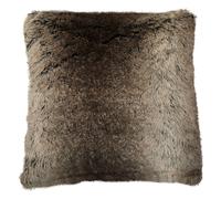Orsina Navy Blue Faux Fur Square Cushion, Plush Feather Filled Decorative Pillow For Sofa Or Bed, Soft Faux-Suede in Brown Orsina Brown