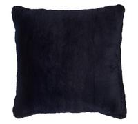 Orsina Navy Blue Faux Fur Square Cushion, Plush Feather Filled Decorative Pillow For Sofa Or Bed, Soft Faux-Suede