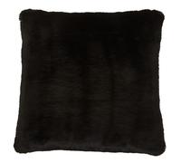 Orsina Navy Blue Faux Fur Square Cushion, Plush Feather Filled Decorative Pillow For Sofa Or Bed, Soft Faux-Suede in Black Orsina Black