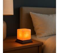 Orsina Nepal Box Salt Lamp, Square Himalayan Salt Chunks In Wooden Cage Frame, Emits Soft Amber Glow To Enhance in Orange Orsina Orange