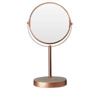 Premier Housewares Housewares Neptune Swivel Bathroom Mirror, Concrete/Metal/Mirrored Glass/Stainless Steel, Grey/Copper, 12 x 19 x 34 cm