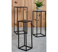Orsina Nest of 3 Black Top Side Tables Set, Square End Tables for Home, Black Powder Coated Frame Bedside Tables Orsina Black