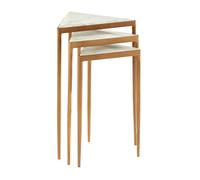 Orsina Nest of 3 White Marble Tripod Tables, Triangular Tops With Gold Iron Legs, Nesting Side Tables Orsina Gold