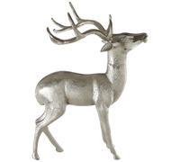 Orsina Nickel Finish Large Floor Standing Stag Sculpture, Reflective Accent Stag Sculpture, Christmas Decor in Silver Orsina Silver