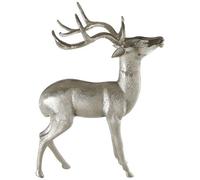 Nickel Finish Large Floor Standing Stag Sculpture, Reflective Accent Stag Sculpture, Christmas Decor Interiors by Premier Silver One Size