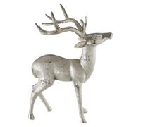 Orsina Nickel Finish Small Floor Standing Stag Sculpture, Reflective Stag Sculpture, Christmas Stag Sculpture in Silver Orsina Silver