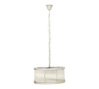 Orsina Nickel Pendant Light, Drum-Shaped 6 Bulb Ceiling Fixture, Fluted Clear Glass Panels, Contemporary Lighting