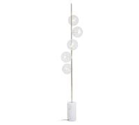 Orsina Nickel & White Marble Floor Lamp, 5 Globe Shade Floor Light For Living Room, Marble Base Light For Lounge Orsina White