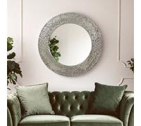 Orsina Nickle Finish Round Wall Mirror
