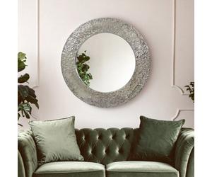 Orsina Nickle Finish Round Wall Mirror