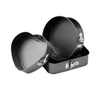 Premier Housewares Interiors By Premier Non Stick Spring Form Cake Tins Set Of 3, Versatile Large Tins For Cake Baking, Removable Base Baking Tin