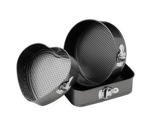 Orsina Non Stick Spring Form Cake Tins Set Of 3, Versatile Large Tins For Cake Baking, Removable Base Baking Tin in Black Orsina Black