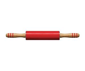 Orsina Non Stick Zing Red Silicone Rolling Pin, Heat Resistant Rolling Pin, Durable Wooden Pin For Kitchen