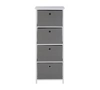 Orsina Nordic Style 4 Grey Fabric Drawers Cabinet, Compact Design Display Cabinet, Spacious Side Cabinet For Bedroom Orsina Grey