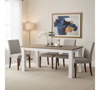 Orsina Oak Top White Dining Table, Geometric 4 Legs Dining Room Table for Home, Oak Dining Table with Brown top Orsina White