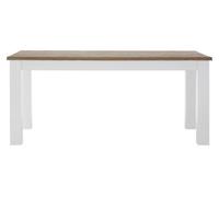 Orsina Oak Top White Dining Table, Geometric 4 Legs Dining Room Table For Home, Oak Dining Table With Brown Top