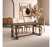 Orsina Oak Wood Rectangle Dining Table, Vintage Dining Room Table With Carved Legs, Dining Table For Kitchen