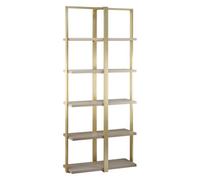 Orsina Oak Wood Shelf Unit With Gold Metal Frame,10-Compartment Shelving Unit,luxe Display Shelf,ideal For Library