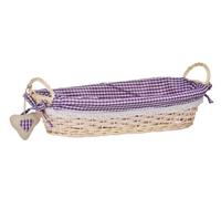 Premier Housewares Oblong Willow Basket with Gingham Lining - Purple, H14 x W43 x D17cm