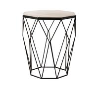 Orsina Octagon White Marble Side Table, Matte Black Stainless Steel Geometric Frame, Contemporary Accent Table Orsina Black