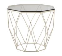 Orsina Octagonal End Table With Brushed Nickel Base, Boutique Geometric Side Table, Accent Table For Home Decor in Grey Orsina Grey