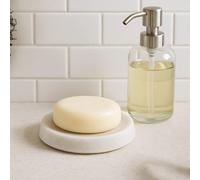 Orsina Off White Marble Soap Dish, Elegant Natural Soap Holder with Recessed Tray, Smooth Textured Bath Soap Dish Orsina White