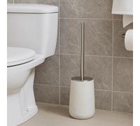 Orsina Off White Marble & Stainless Steel Toilet Brush, Lavatory Brushes With Strong Grip, Compact Loo Brush