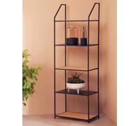 Orsina Open And Functional Storage Five Tier Shelf Unit, Metal Frame Unit, Sturdy And Durable Wooden Bookshelf