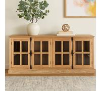 Orsina Open Shelf Grey Wood Sideboard, Spacious Storage Sideboard For Livingroom, Six Drawers Wooden Sideboard in Brown Orsina Brown