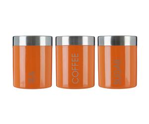 Orsina Orange Enamel Tea Coffee & Sugar Set