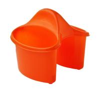 Orsina Orange Plastic 2 Compartment Caddy, Dual Storage Cleaning Caddy With Handle, Compact Utility Bin For Home