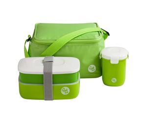 Orsina Organized Green 3Pc Lunch Box, Leak Proof Tiffin Box, Comfortable Packed Lunch Box, Portable Lunch Container