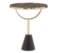 Orsina Oria Black Glass Black Marble Base Side Table