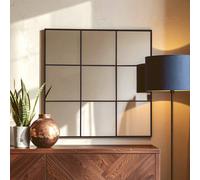 Premier Housewares Grid Wall Mirror with Black Finish Frame