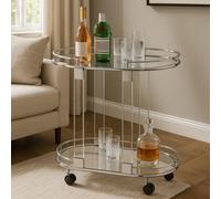 Oria Oval Mirrored Trolley Interiors by Premier Silver One Size