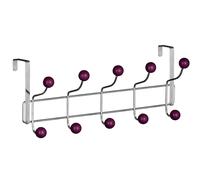 Orsina Over Door 10 Hook Hanger With Turquoise Balls, Stylish Chrome Rack With Colourful Ball Tips in Purple Orsina Purple