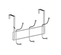 Orsina Over Door 6 Hook Hanger, Chrome Finish Rack With Multiple Hooks For Coats, Towels Or Bags in Silver Orsina Silver