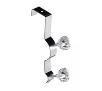 Orsina Over Door Double Hook With Clear Diamantes, Metal Hook For Coats, Towels Or Accessories, Easy Over-The-Door